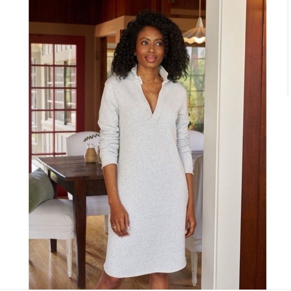 Frank & Eileen Dresses & Skirts - Frank & Eileen Heather Gray Nicole Long Sleeve Fleece Popover Polo Dress Size L